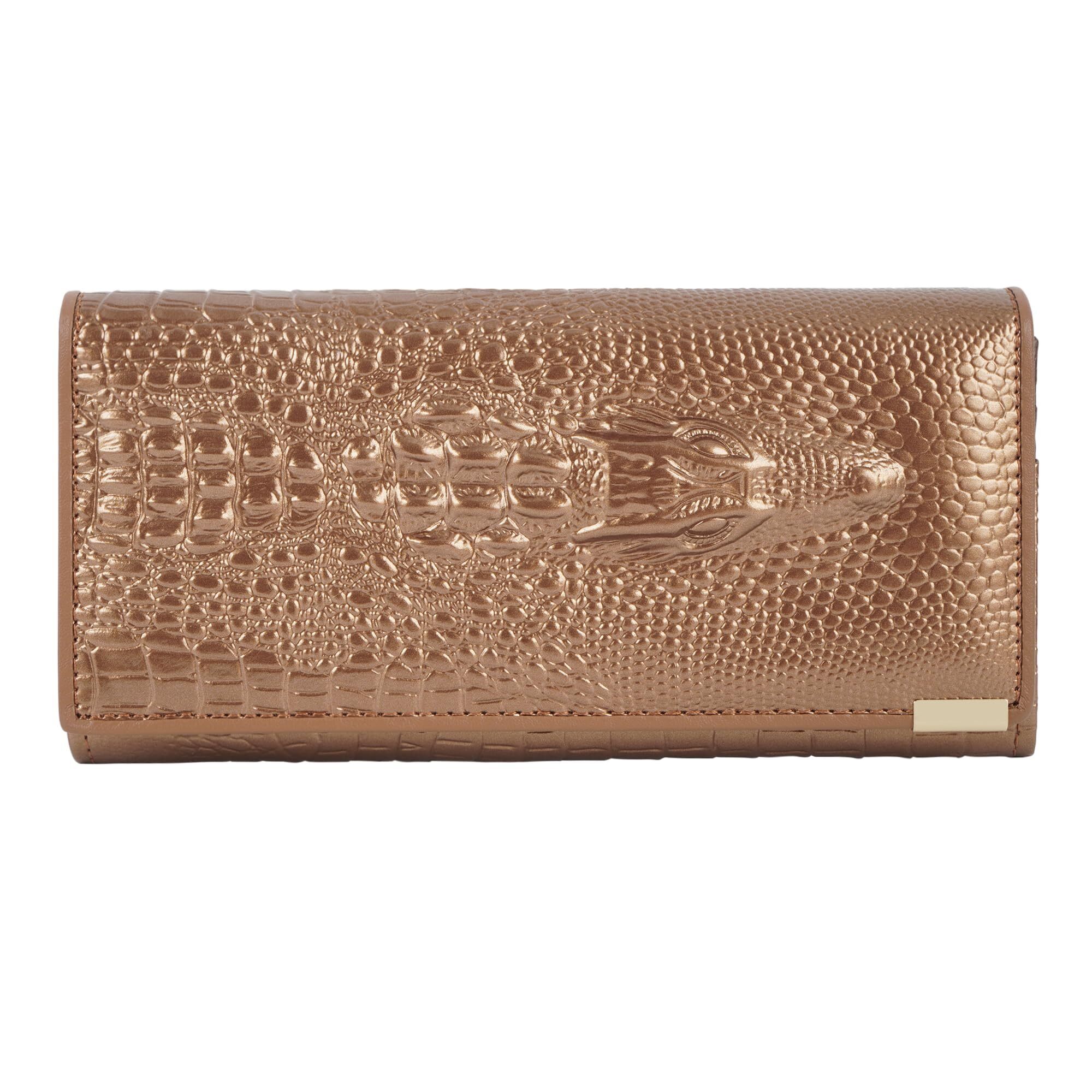 1287 Leather Wallet Embossed Crocodile Clutch Wallet Credit Card Holder